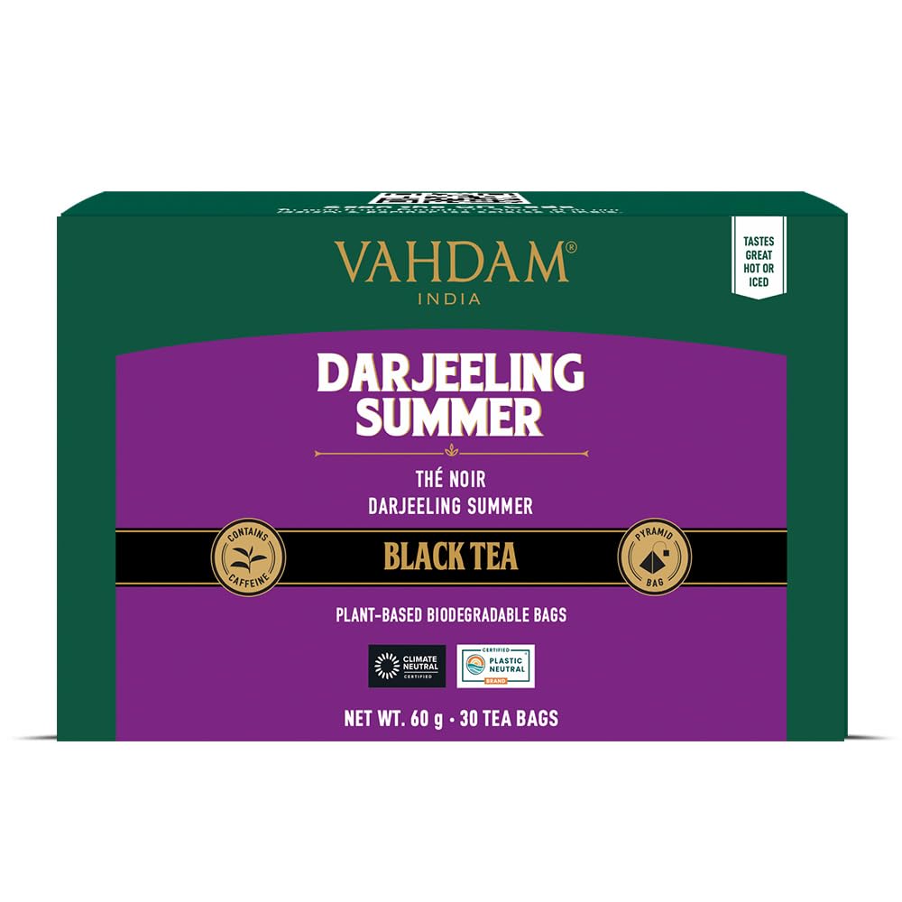 VAHDAM, Turmeric Moringa Tea Bags (100 Herbal Tea Bags) Caffeine Free, Non GMO | 100% Pure Herbal Blend - Sweet & Earthy | Resealable Ziplock Pouch