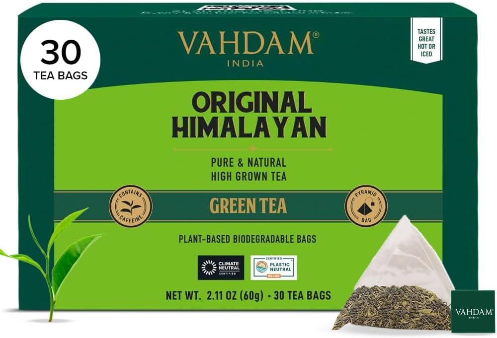 VAHDAM, Turmeric Moringa Tea Bags (100 Herbal Tea Bags) Caffeine Free, Non GMO | 100% Pure Herbal Blend - Sweet & Earthy | Resealable Ziplock Pouch