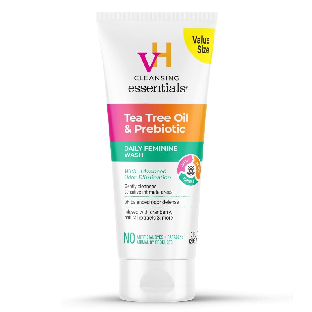 vH essentials, Ph Balanced Daily Feminine Wash, Tea Tree Oil & Prebiotic, 6, Fl Oz, (Pack Of 1) 54306 Clear