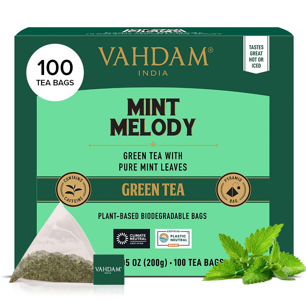 VAHDAM, Turmeric Moringa Tea Bags (100 Herbal Tea Bags) Caffeine Free, Non GMO | 100% Pure Herbal Blend - Sweet & Earthy | Resealable Ziplock Pouch