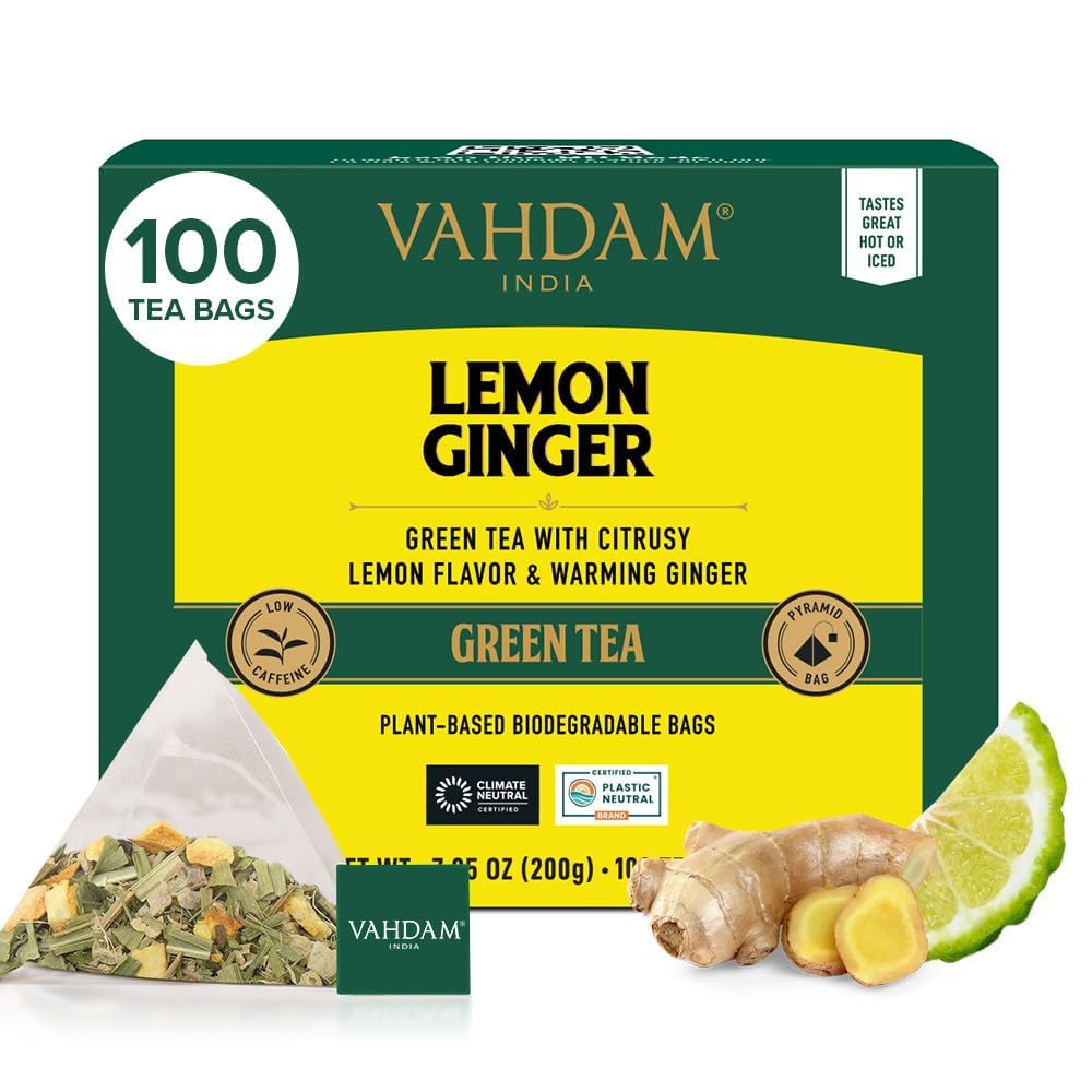 VAHDAM, Turmeric Moringa Tea Bags (100 Herbal Tea Bags) Caffeine Free, Non GMO | 100% Pure Herbal Blend - Sweet & Earthy | Resealable Ziplock Pouch