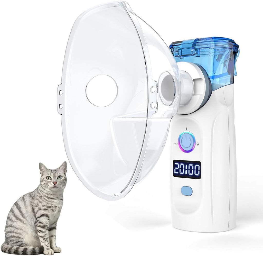 Portable Nebulizer - Smart Mesh Nebulizer with LED Timer Display,Quiet Rechargeable Handheld Nebulizer for Pets, Timed Auto-Off,Includes Masks & Mouthpiece APOWUS