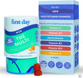 FIRST DAY Multivitamin for Men + Organic Fruit & Veggie Blend, Mens Multivitamins Gummies with 13 Key Nutrients for Energy, Focus, Immunity - Vitamins A, B1, B2, B6, B9, B12, C, D3, K - 30 Day Supply