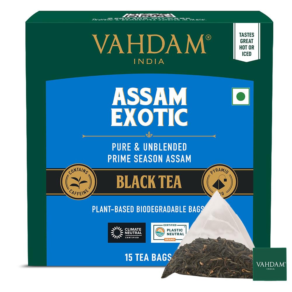 VAHDAM, Turmeric Moringa Tea Bags (100 Herbal Tea Bags) Caffeine Free, Non GMO | 100% Pure Herbal Blend - Sweet & Earthy | Resealable Ziplock Pouch