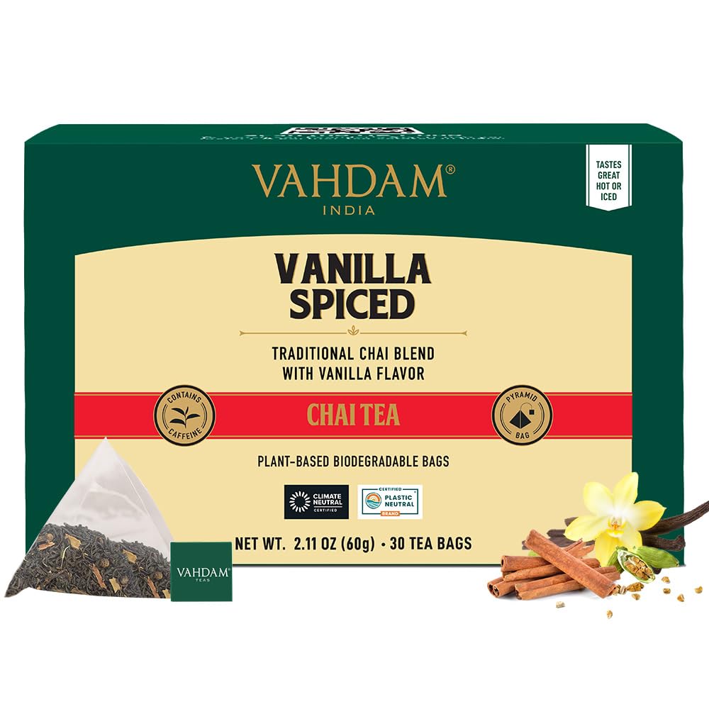 VAHDAM, Turmeric Moringa Tea Bags (100 Herbal Tea Bags) Caffeine Free, Non GMO | 100% Pure Herbal Blend - Sweet & Earthy | Resealable Ziplock Pouch