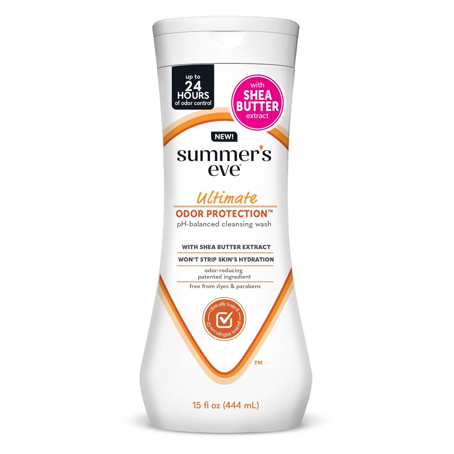 Summer’s Eve Ultimate Odor Protection Feminine Wash with Shea Butter - Up to 24 Hour Vaginal Odor Control, pH Balanced Formula, Clinically & Gynecologist Tested Intimate Body Wash - 15 Fl Oz