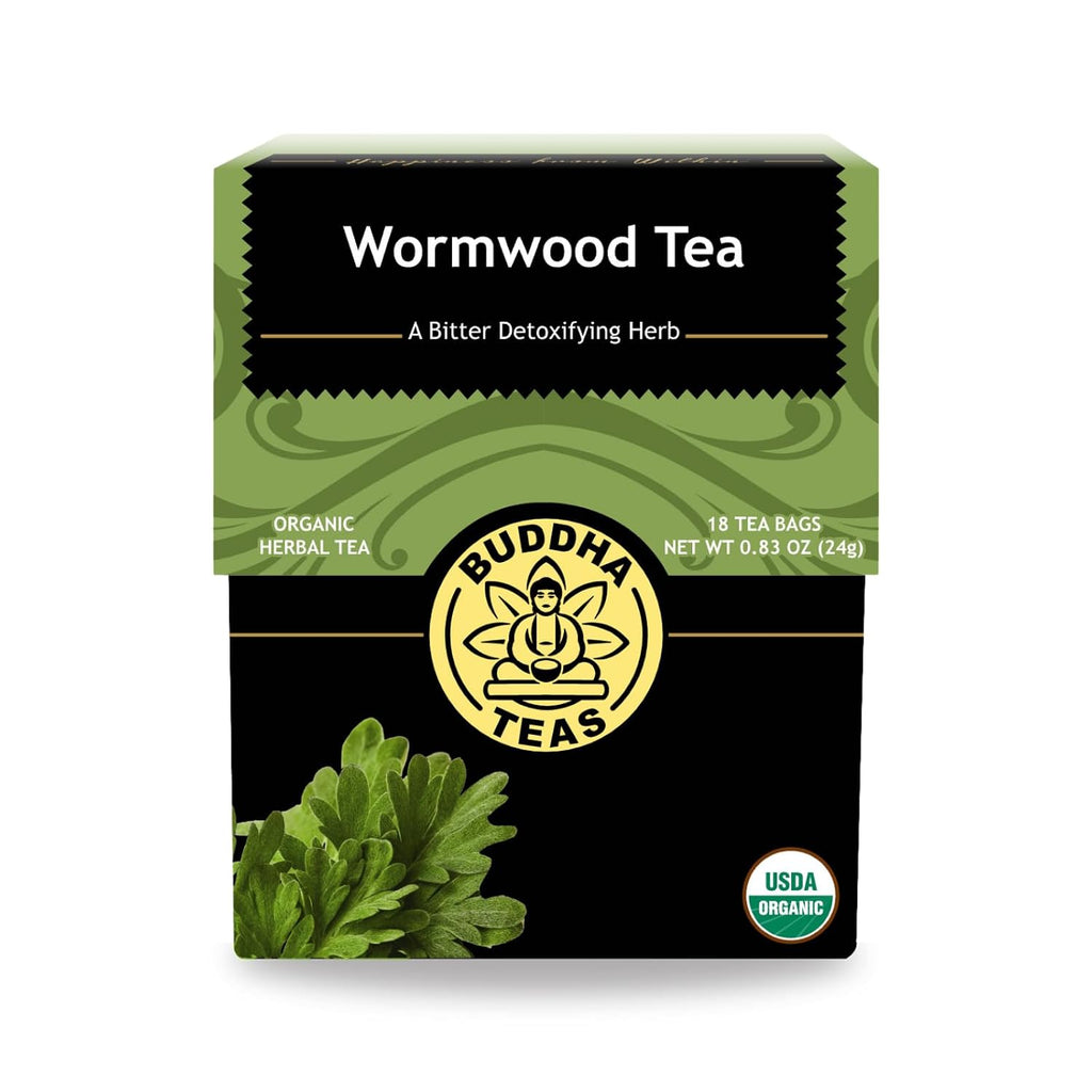 Buddha Teas - Organic Wormwood Tea - Herbal Tea - For Health & Wellbeing - With Antioxidants & Minerals - Clean Ingredients - Caffeine Free - OU Kosher & Non-GMO - 18 Tea Bags (Pack of 1)