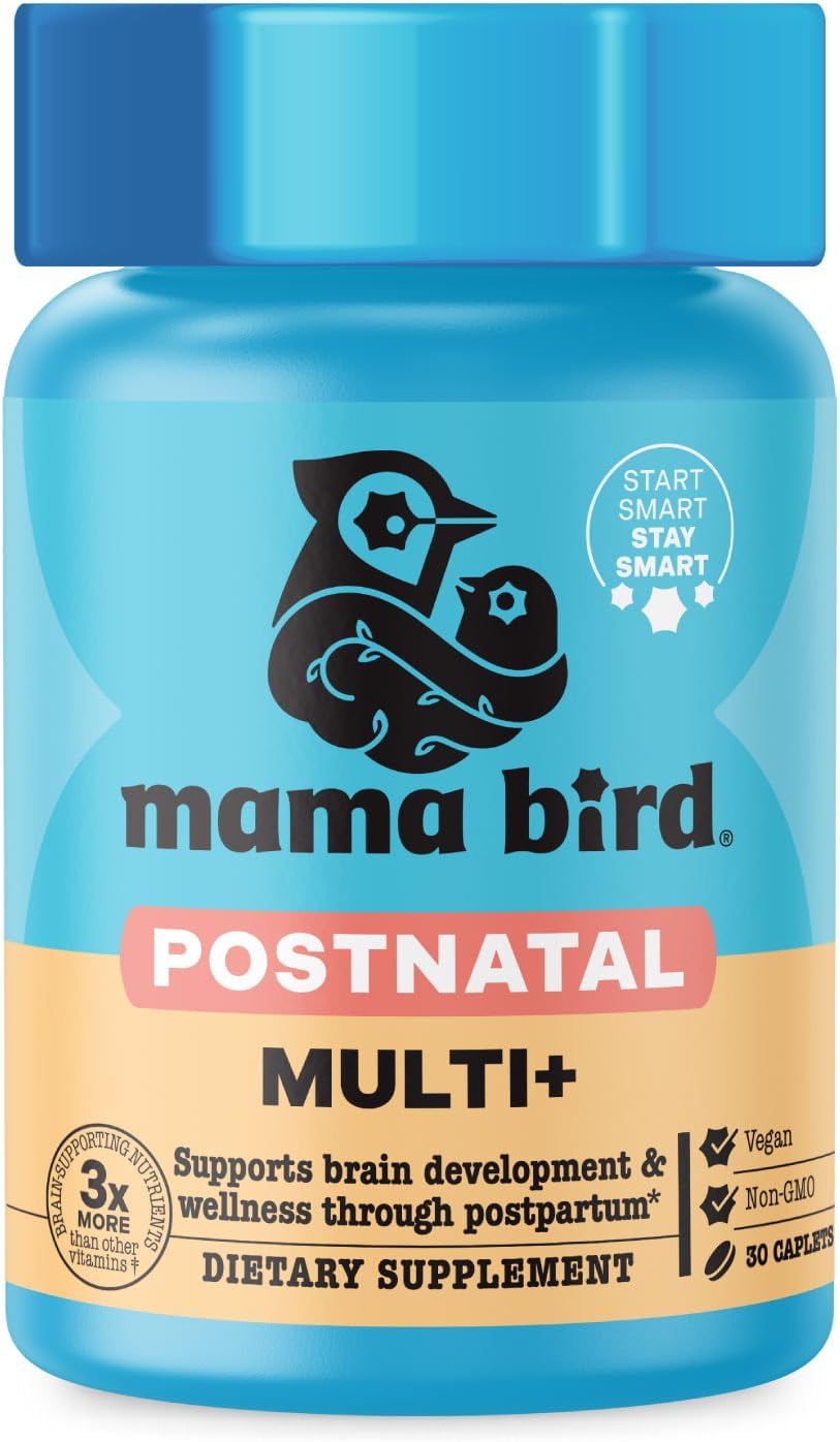 Best Nest Wellness Mama Bird - Postnatal Multi+ (30 Servings) Postnatal Vitamins for Women - Breastfeeding & Postpartum Essentials - Brain Health for Mom & Baby - Methylfolate - Vegan & Gluten Free