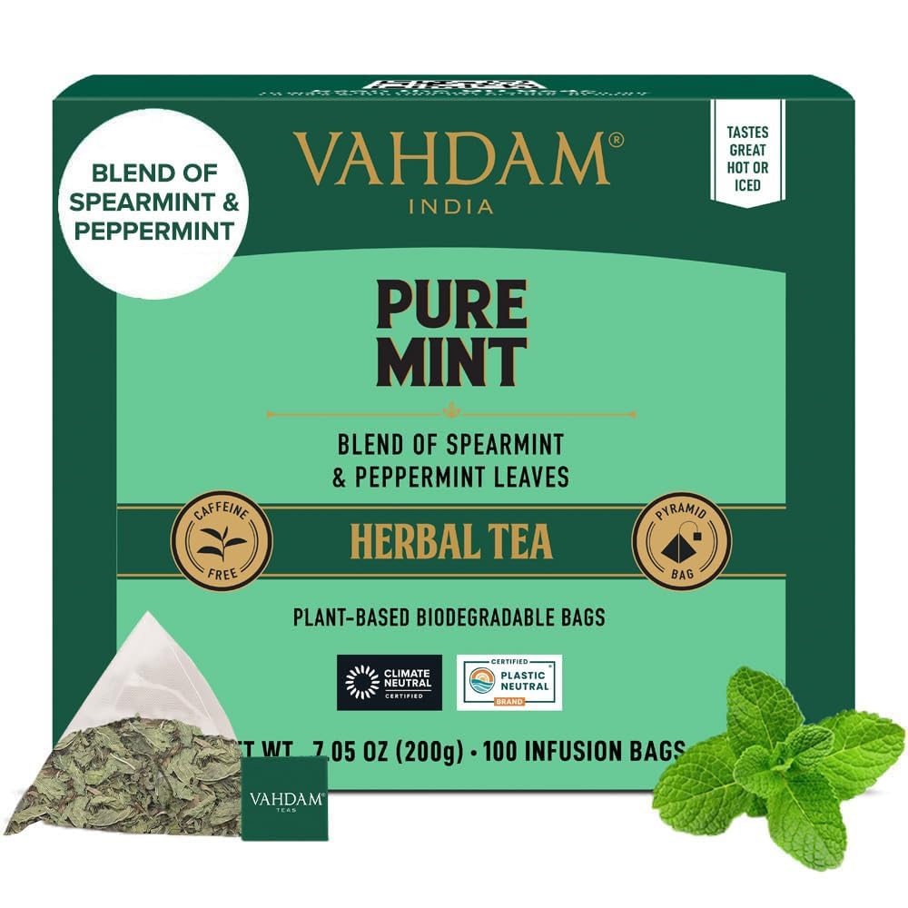 VAHDAM, Turmeric Moringa Tea Bags (100 Herbal Tea Bags) Caffeine Free, Non GMO | 100% Pure Herbal Blend - Sweet & Earthy | Resealable Ziplock Pouch