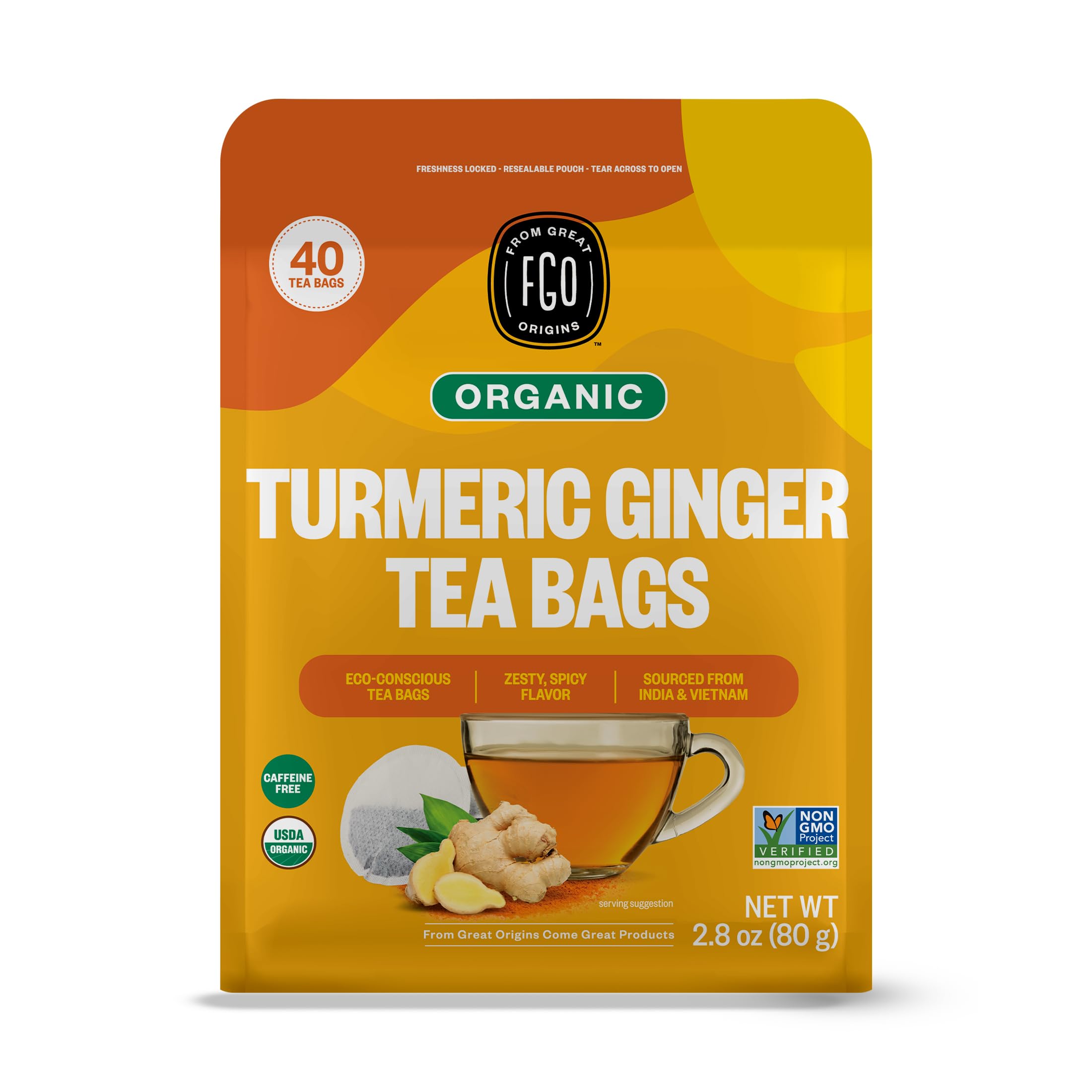 FGO Organic Chamomile Tea, 100 Count, Eco-Conscious Tea Bags, Resealable Bag, Packaging May Vary (Pack of 1)