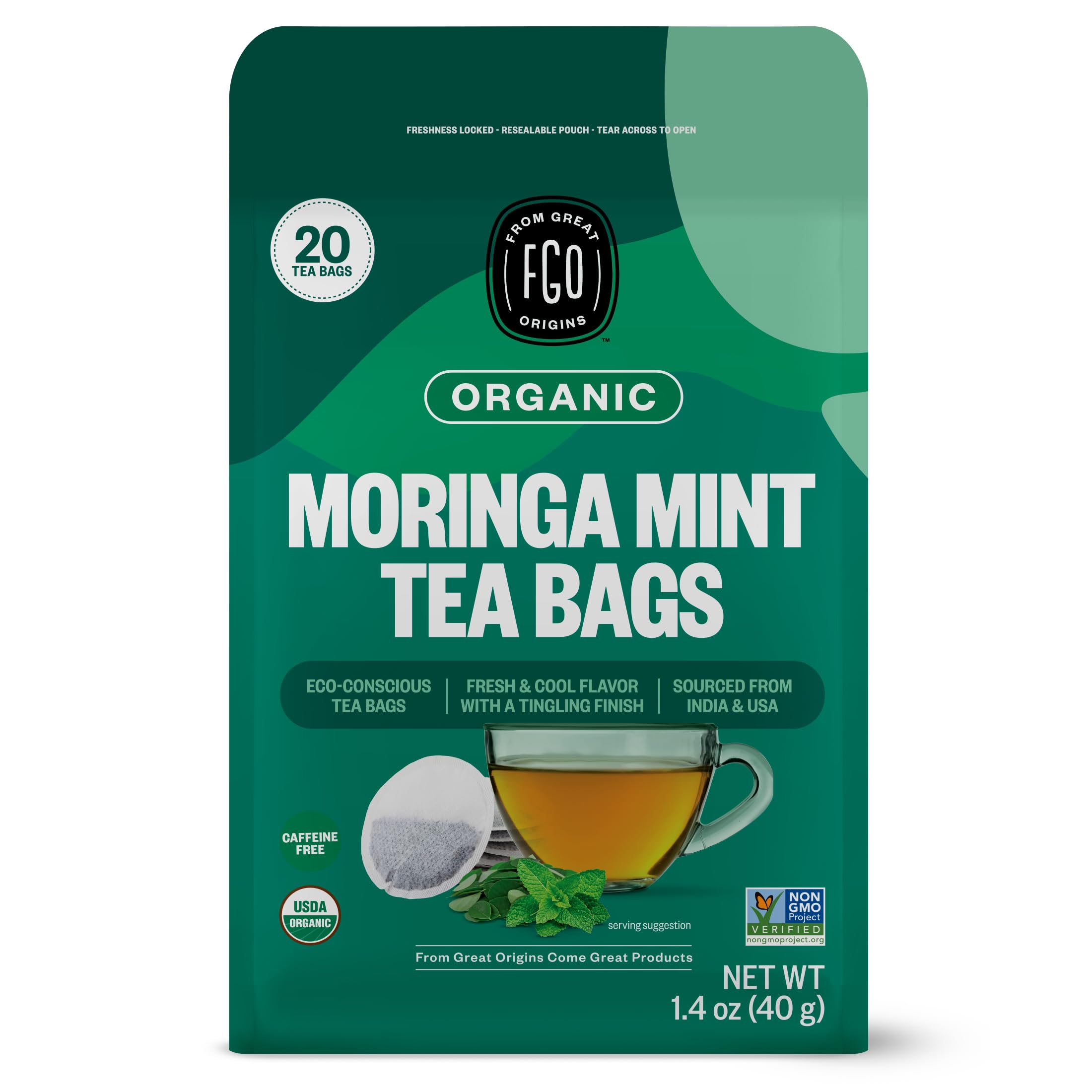 FGO Organic Chamomile Tea, 100 Count, Eco-Conscious Tea Bags, Resealable Bag, Packaging May Vary (Pack of 1)
