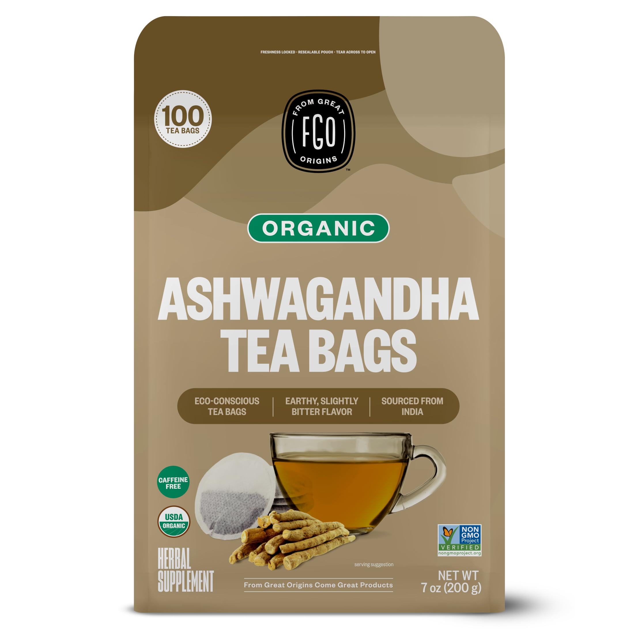 FGO Organic Hibiscus Tea, 100 Count, Eco-Conscious Tea Bags, Caffeine Free, Packaging May Vary (Pack of 1)