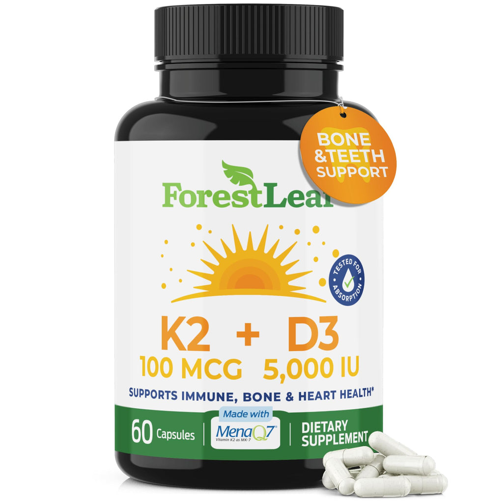 ForestLeaf Vitamin D3 50,000 IU | VIT D - Kosher VIT D3 Vitamin D Supplement for Women and Men | Bone Health, Teeth, Immune Support | Weekly Dose, 2-Year Supply, 120 Caps