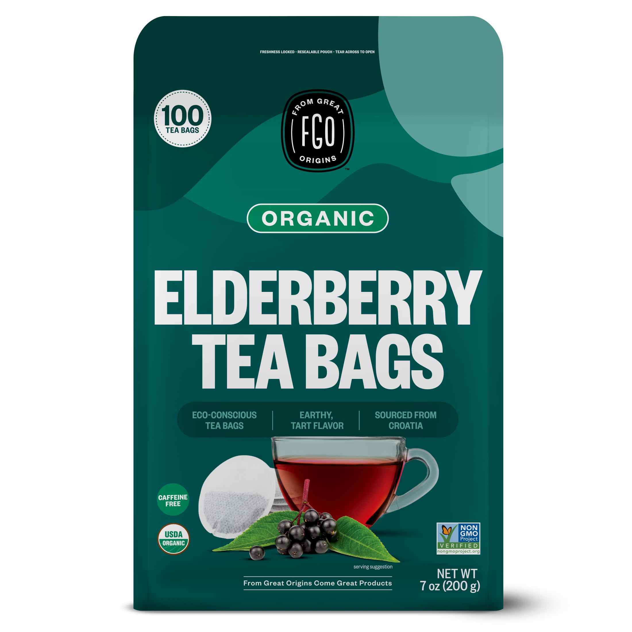 FGO Organic Hibiscus Tea, 100 Count, Eco-Conscious Tea Bags, Caffeine Free, Packaging May Vary (Pack of 1)