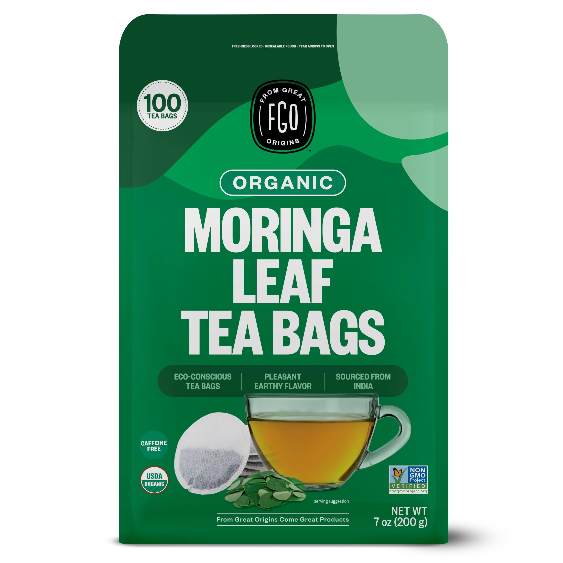 FGO Organic Chamomile Tea, 100 Count, Eco-Conscious Tea Bags, Resealable Bag, Packaging May Vary (Pack of 1)
