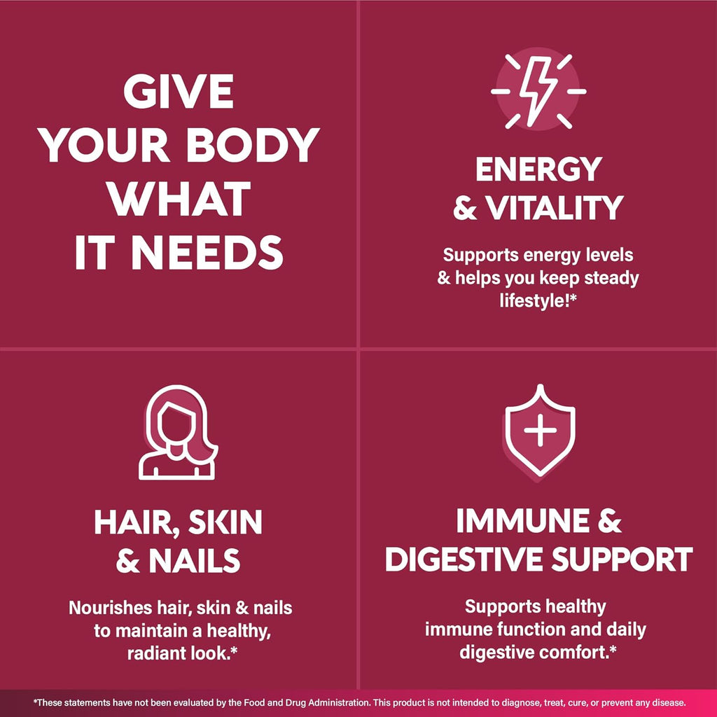 Multivitamin for Women - B-Complex | Whole Foods | Hair Growth Support | Digestion & Metabolism | Iron - 47in1 Womens Multivitamin - Bioavailable & Gentle on Stomach - 90 Capsules, 3 Month Supply