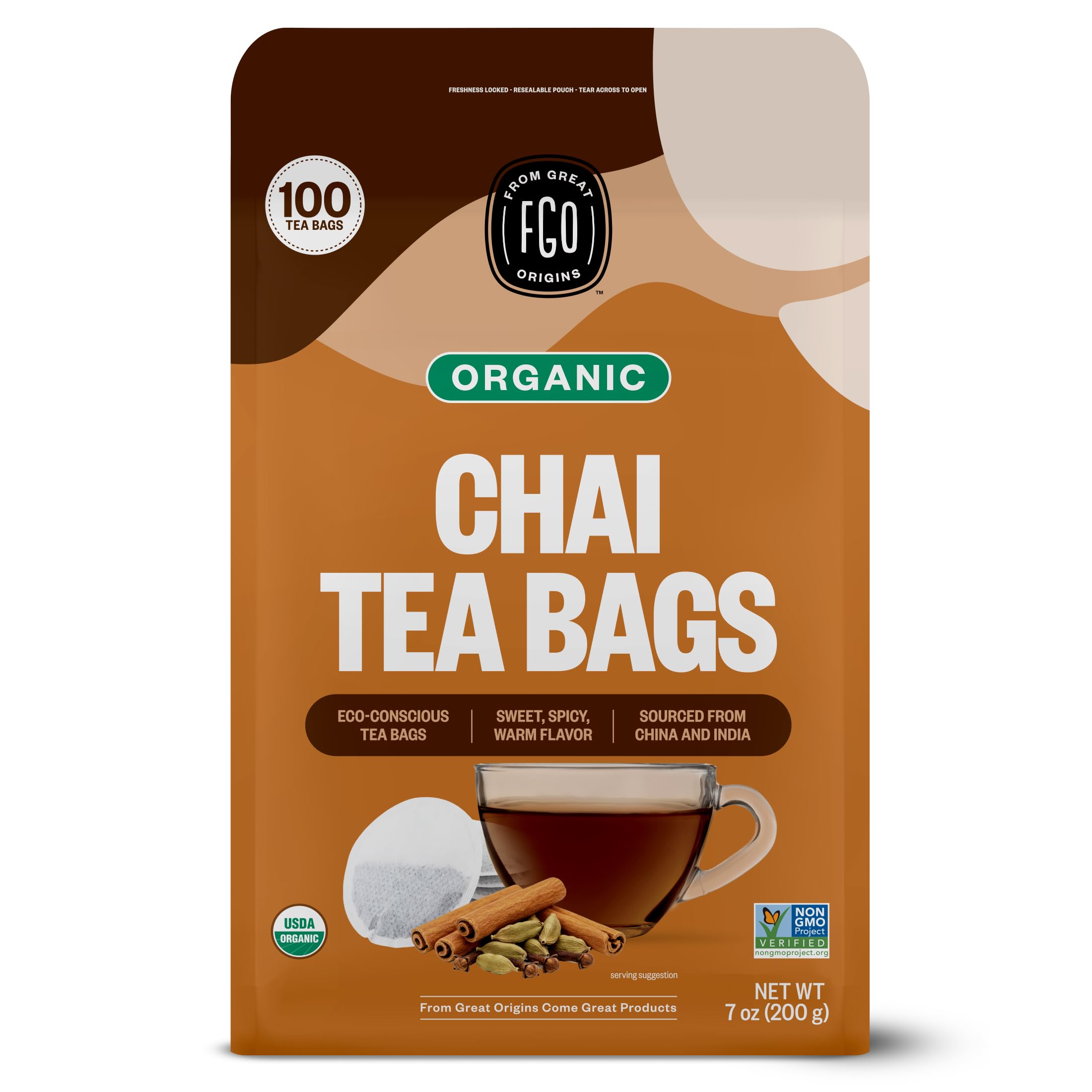 FGO Organic Hibiscus Tea, 100 Count, Eco-Conscious Tea Bags, Caffeine Free, Packaging May Vary (Pack of 1)