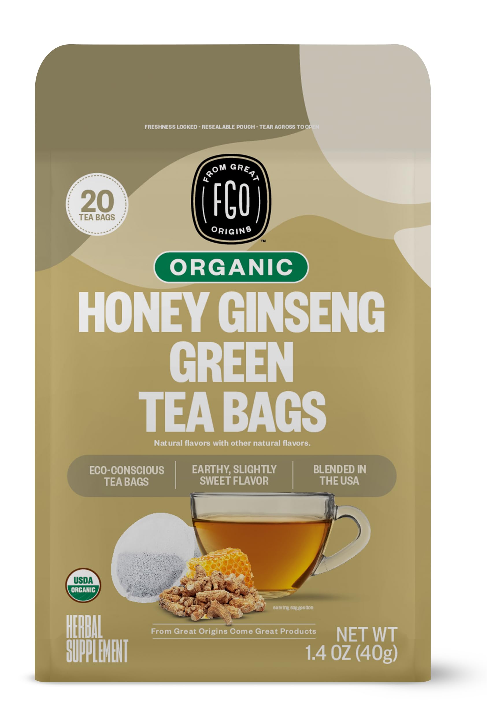 FGO Organic Chamomile Tea, 100 Count, Eco-Conscious Tea Bags, Resealable Bag, Packaging May Vary (Pack of 1)