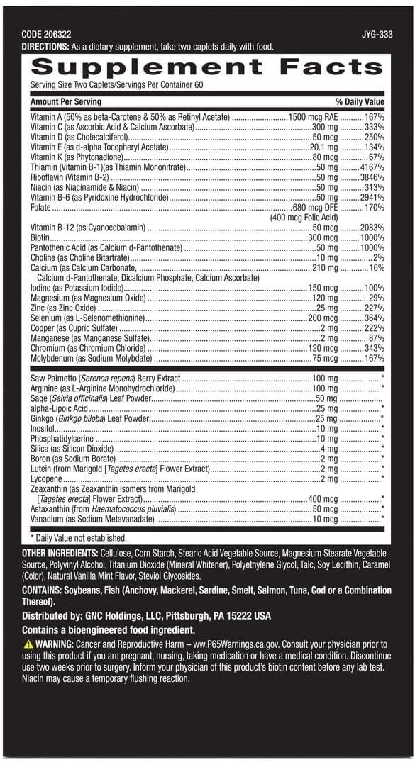 GNC Mega Men 50 Plus Multivitamin for Men | Antioxidants | Heart Health | Prostate and Circulatory Support | 120 Count