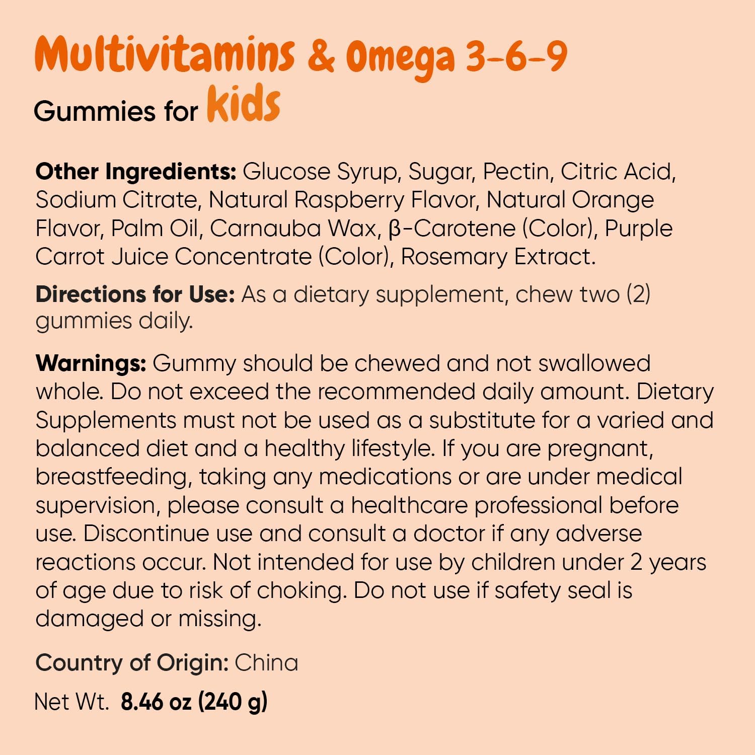 maxmedix Kids Multivitamin Gummies with Omega 3 6 9 | 20 Key Vitamins C, A, D, E, B12 & Zinc - Daily Multivitamin for kids Healthy Immune System, Raspberry & Orange Flavors, 2-Month Supply (120 Count)