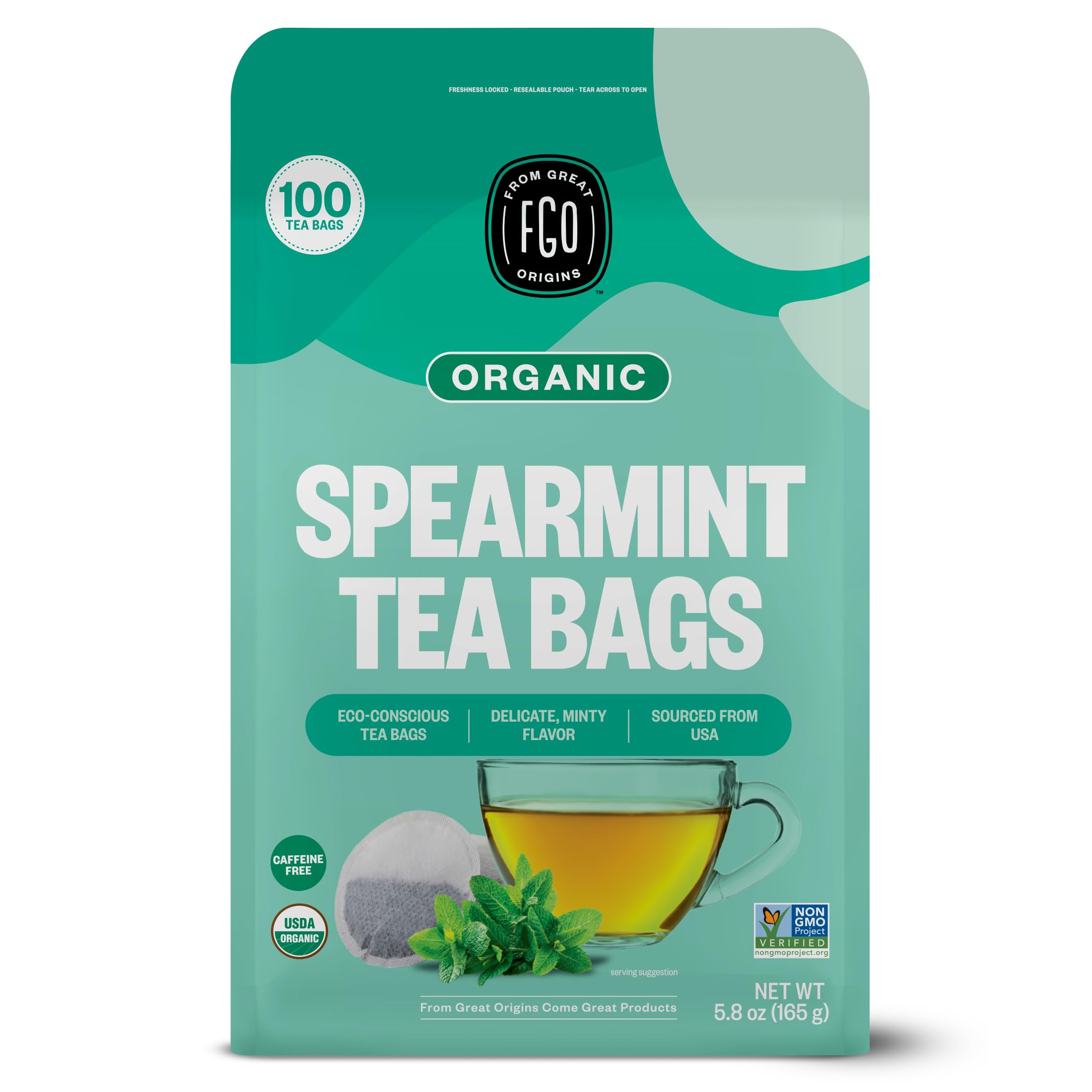 FGO Organic Chamomile Tea, 100 Count, Eco-Conscious Tea Bags, Resealable Bag, Packaging May Vary (Pack of 1)