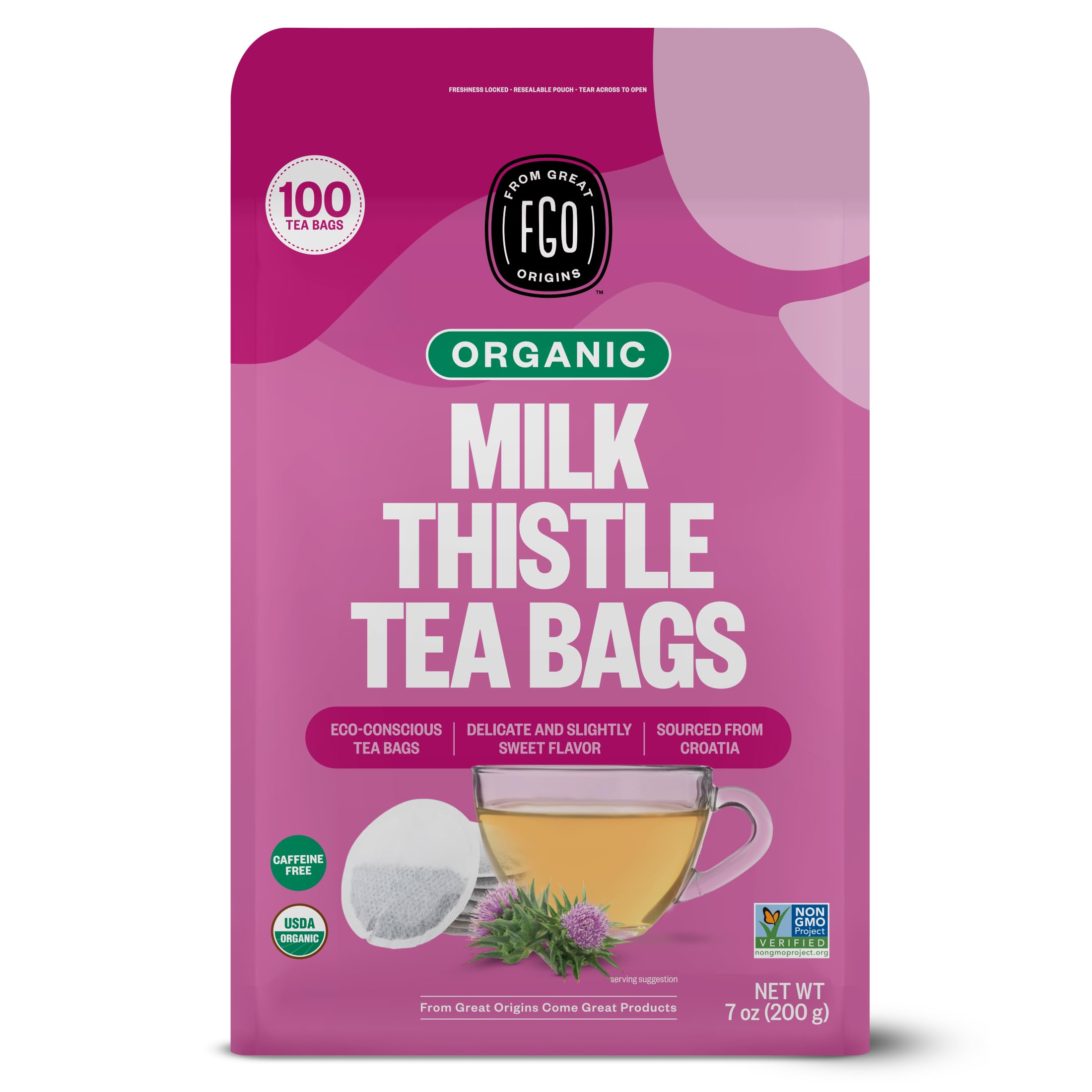FGO Organic Chamomile Tea, 100 Count, Eco-Conscious Tea Bags, Resealable Bag, Packaging May Vary (Pack of 1)