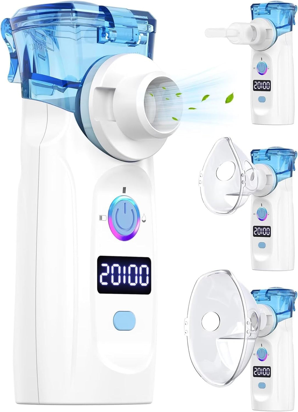 Portable Nebulizer - Smart Mesh Nebulizer with LED Timer Display,Quiet Rechargeable Handheld Nebulizer for Pets, Timed Auto-Off,Includes Masks & Mouthpiece APOWUS