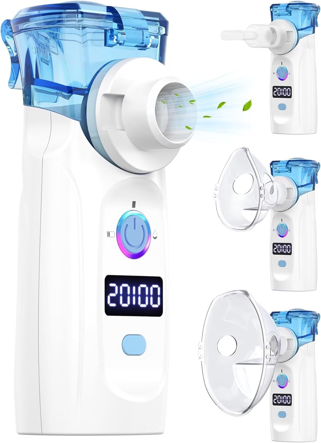 Portable Nebulizer - Smart Mesh Nebulizer with LED Timer Display,Quiet Rechargeable Handheld Nebulizer for Pets, Timed Auto-Off,Includes Masks & Mouthpiece APOWUS