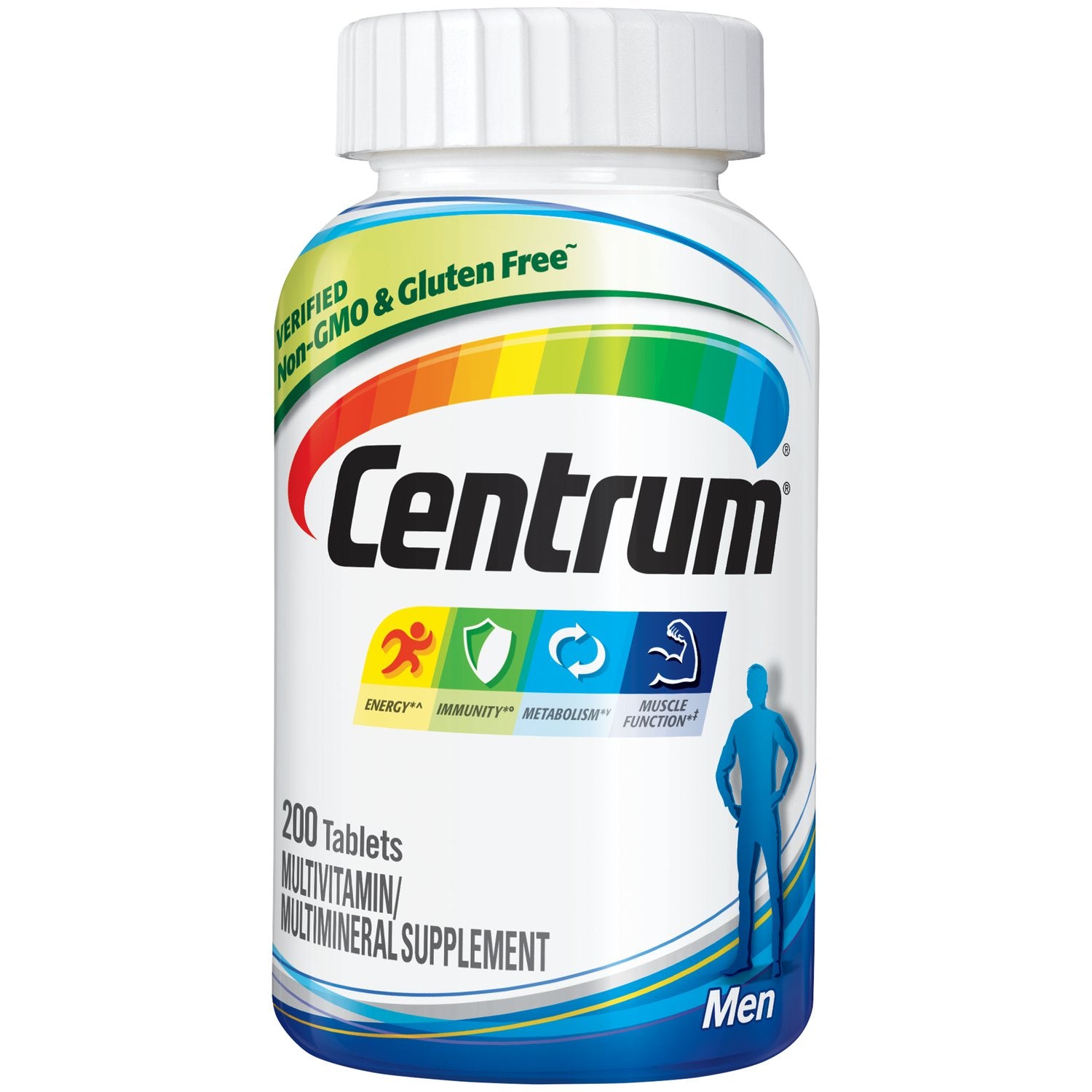 Centrum Multivitamin for Men, Multivitamin/Multimineral Supplement with Vitamin D3, B Vitamins and Antioxidants, Gluten Free, Non-GMO Ingredients -Tablet 200 Count