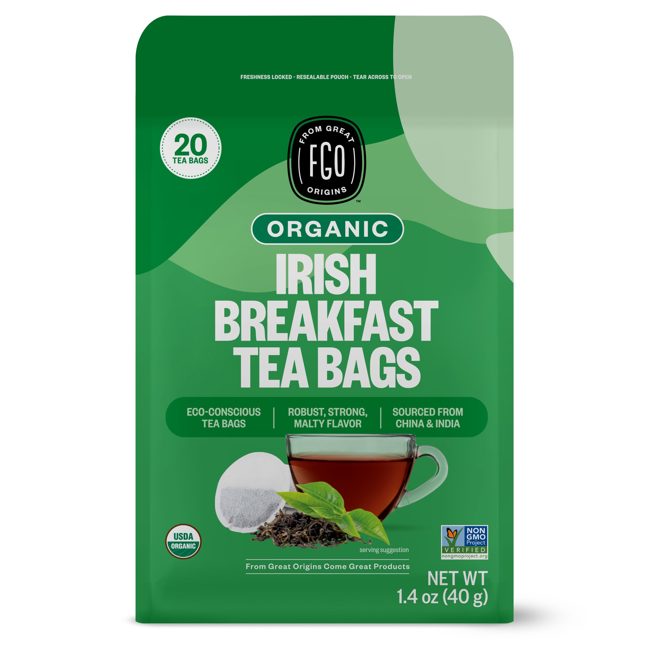 FGO Organic Chamomile Tea, 100 Count, Eco-Conscious Tea Bags, Resealable Bag, Packaging May Vary (Pack of 1)