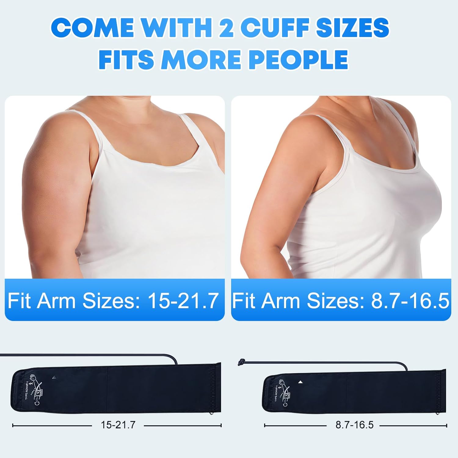 Double love Blood Pressure Monitors for Home Use with 2 Size Cuff(8.7-16.5'' & 15-21.7'' Extra Large Blood Pressure Cuff), 2x120 Memory, with USB Cable and 4 aa Batteries(Blue)