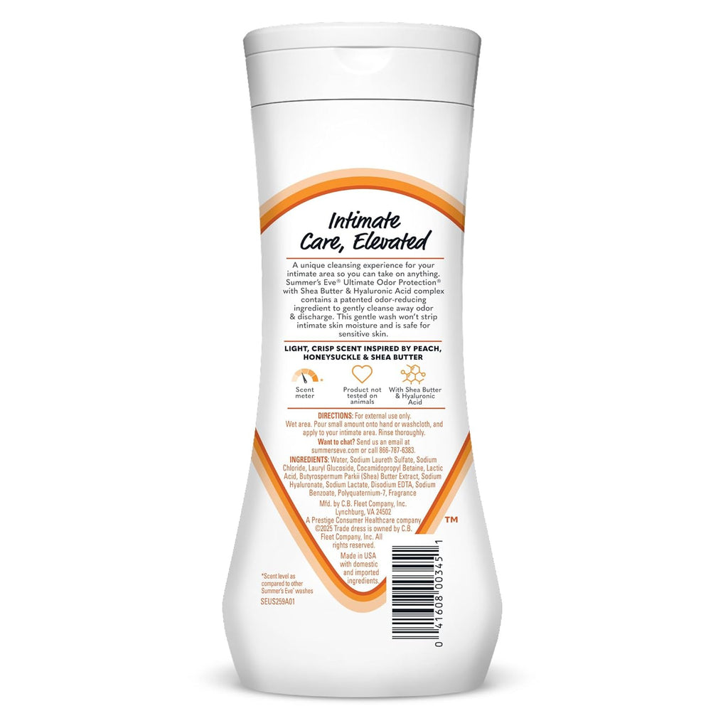 Summer’s Eve Ultimate Odor Protection Feminine Wash with Shea Butter - Up to 24 Hour Vaginal Odor Control, pH Balanced Formula, Clinically & Gynecologist Tested Intimate Body Wash - 15 Fl Oz