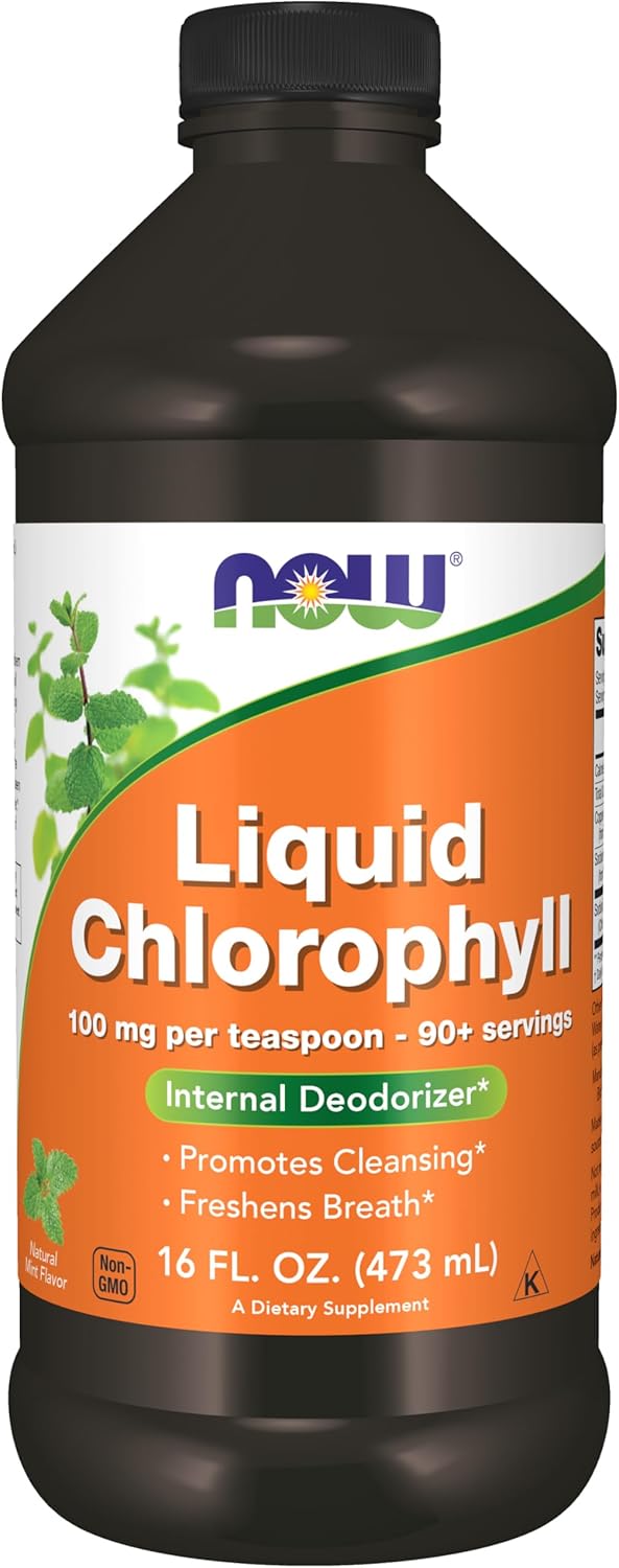 NOW Foods Supplements, Liquid Chlorophyll, Super Concentrated, Internal Deodorizer*,Boost Energy, Mint Flavor, 16-Ounce