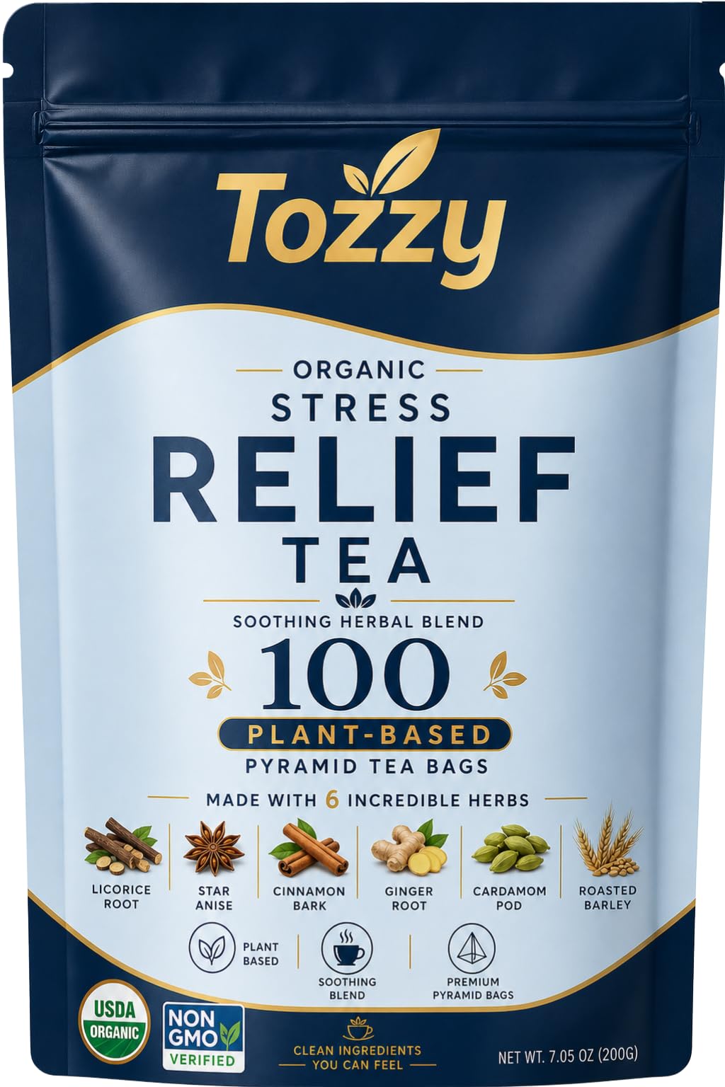 Tozzy Organic Turmeric,Ginger & Cinnamon Tea – 100 Count, Plant-Based Pyramid Tea Bags – Packaging May Vary