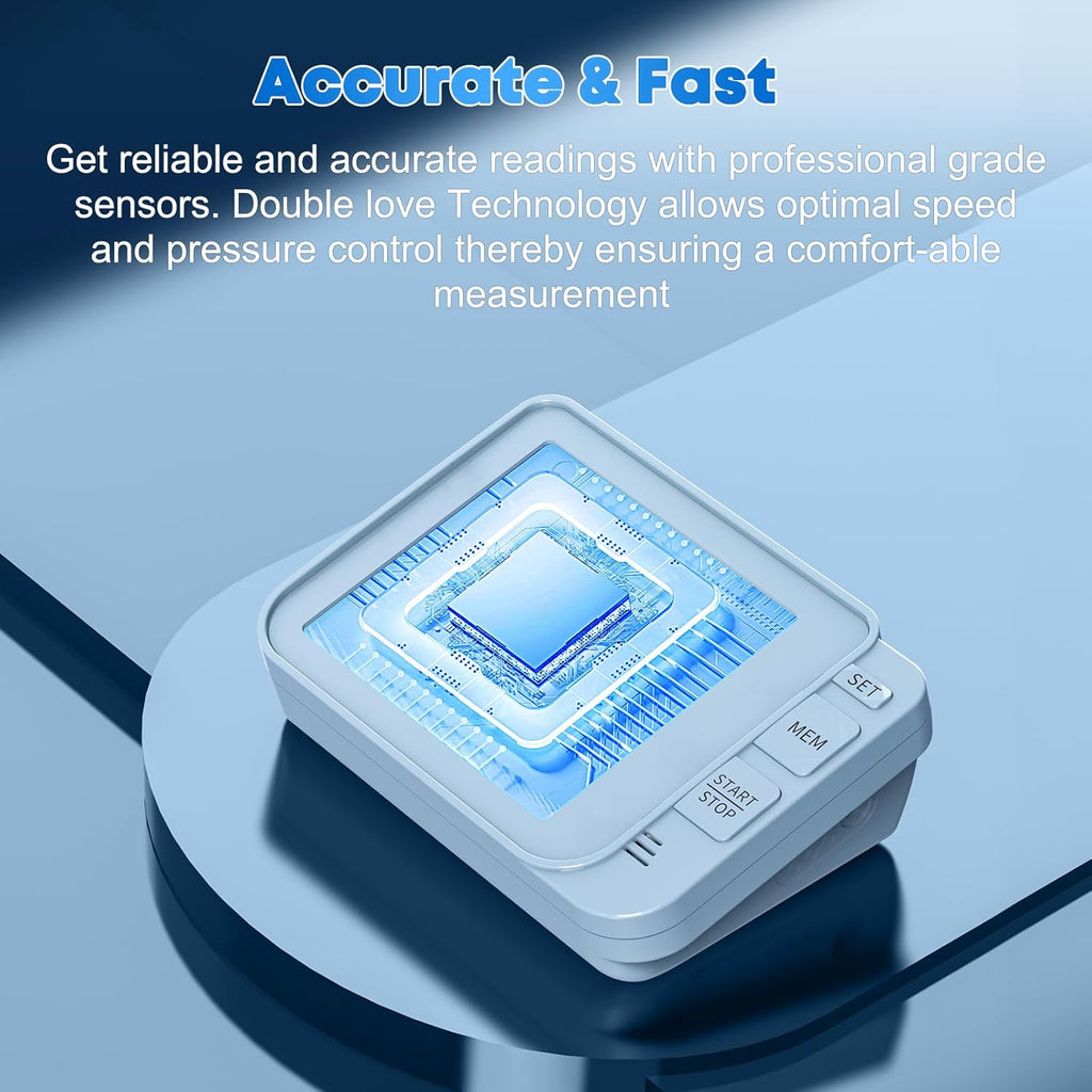 Double love Blood Pressure Monitors for Home Use with 2 Size Cuff(8.7-16.5'' & 15-21.7'' Extra Large Blood Pressure Cuff), 2x120 Memory, with USB Cable and 4 aa Batteries(Blue)