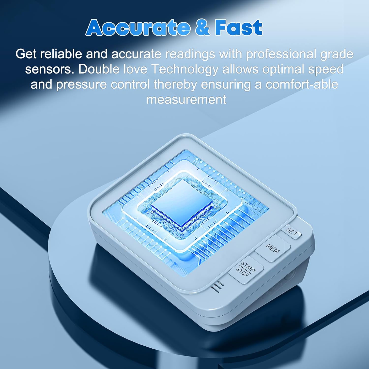 Double love Blood Pressure Monitors for Home Use with 2 Size Cuff(8.7-16.5'' & 15-21.7'' Extra Large Blood Pressure Cuff), 2x120 Memory, with USB Cable and 4 aa Batteries(Blue)