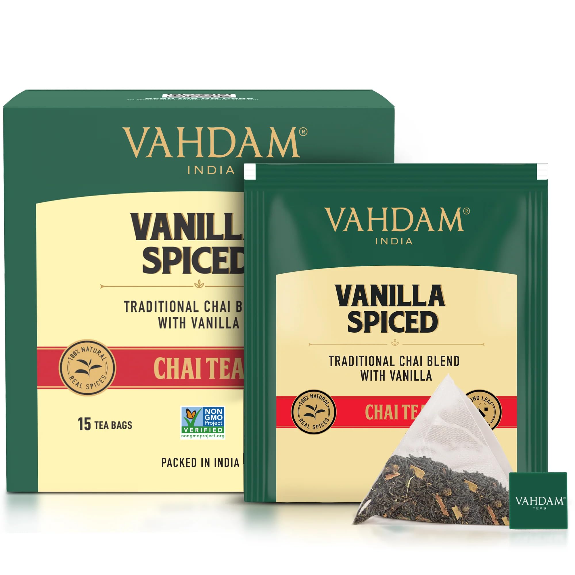 VAHDAM, Turmeric Moringa Tea Bags (100 Herbal Tea Bags) Caffeine Free, Non GMO | 100% Pure Herbal Blend - Sweet & Earthy | Resealable Ziplock Pouch