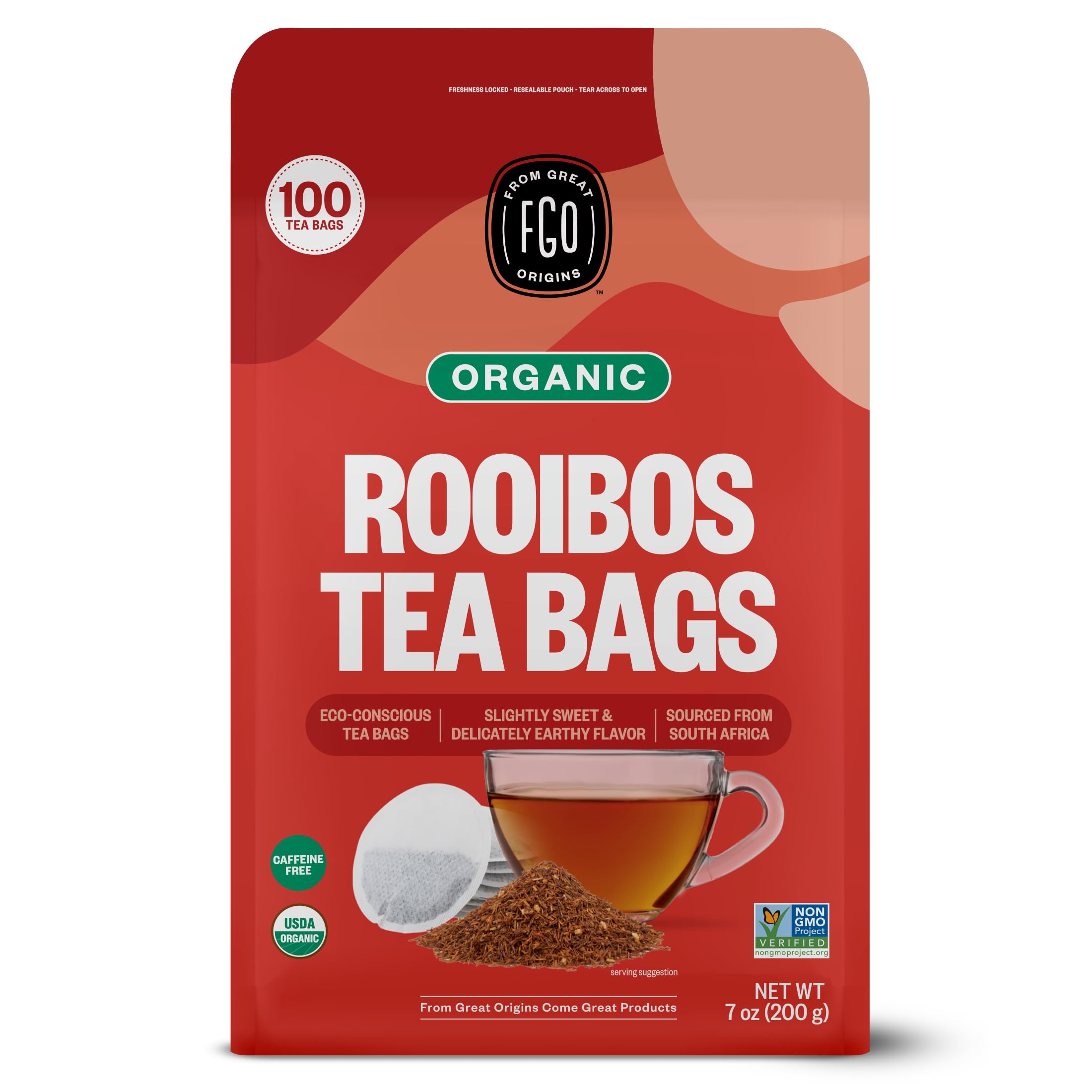 FGO Organic Chamomile Tea, 100 Count, Eco-Conscious Tea Bags, Resealable Bag, Packaging May Vary (Pack of 1)