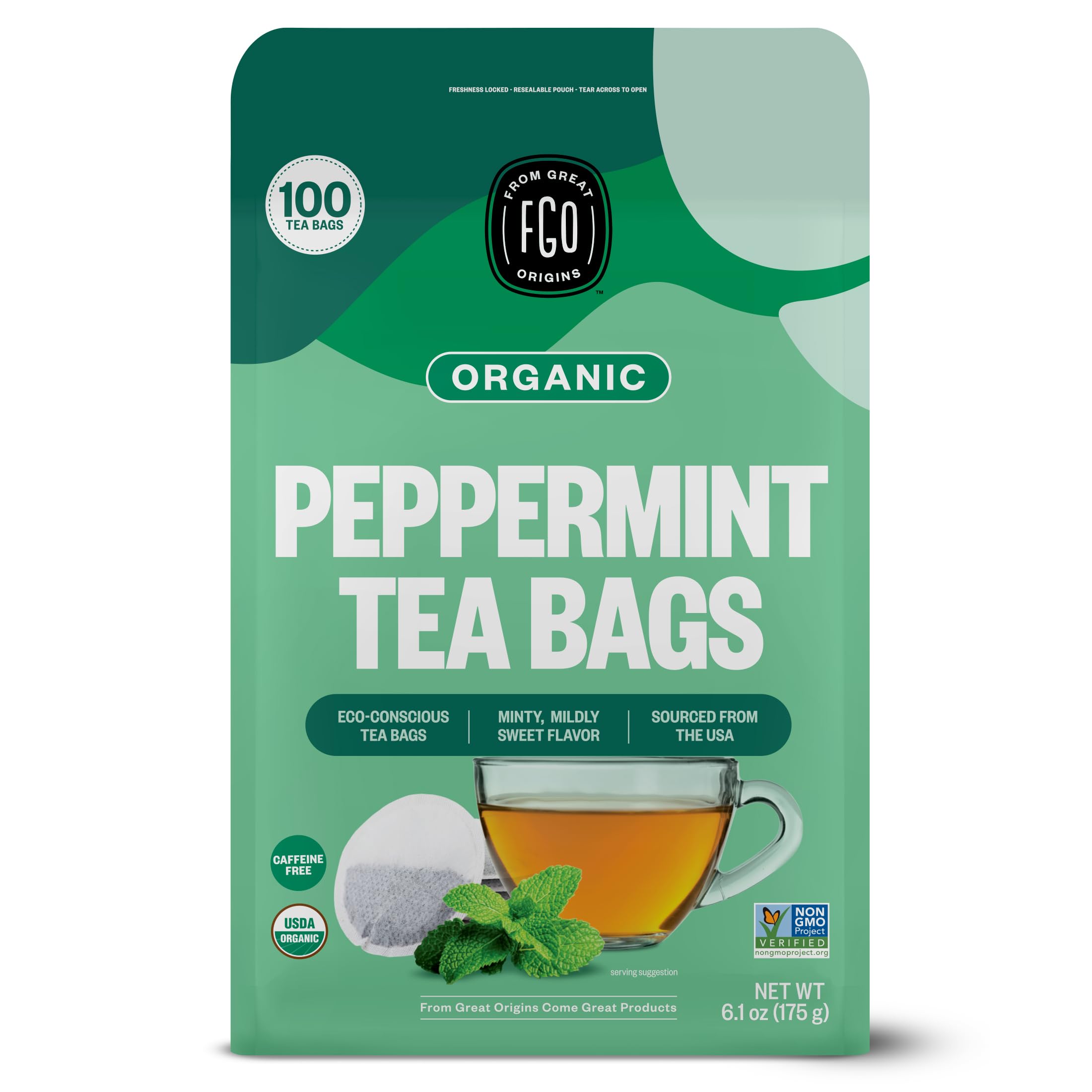 FGO Organic Hibiscus Tea, 100 Count, Eco-Conscious Tea Bags, Caffeine Free, Packaging May Vary (Pack of 1)