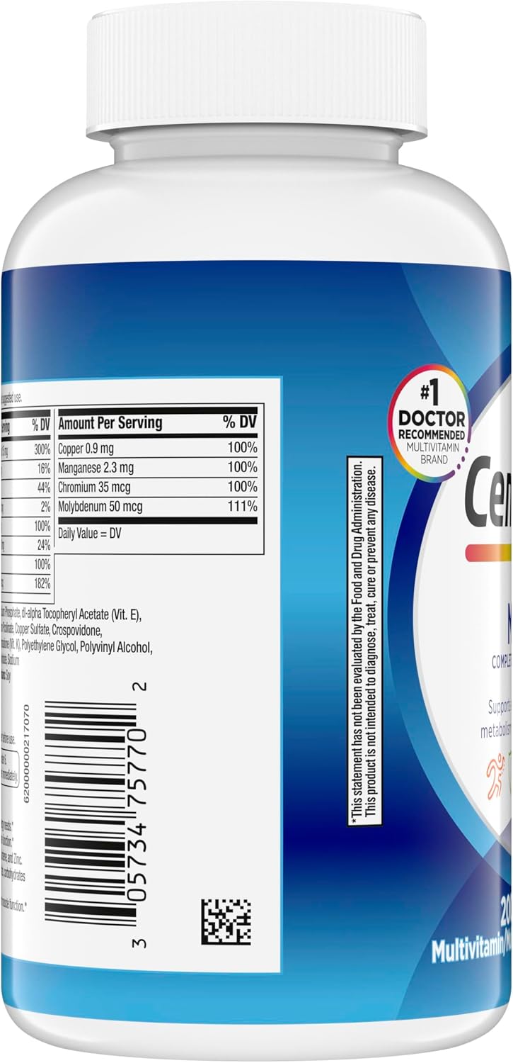 Centrum Multivitamin for Men, Multivitamin/Multimineral Supplement with Vitamin D3, B Vitamins and Antioxidants, Gluten Free, Non-GMO Ingredients -Tablet 200 Count