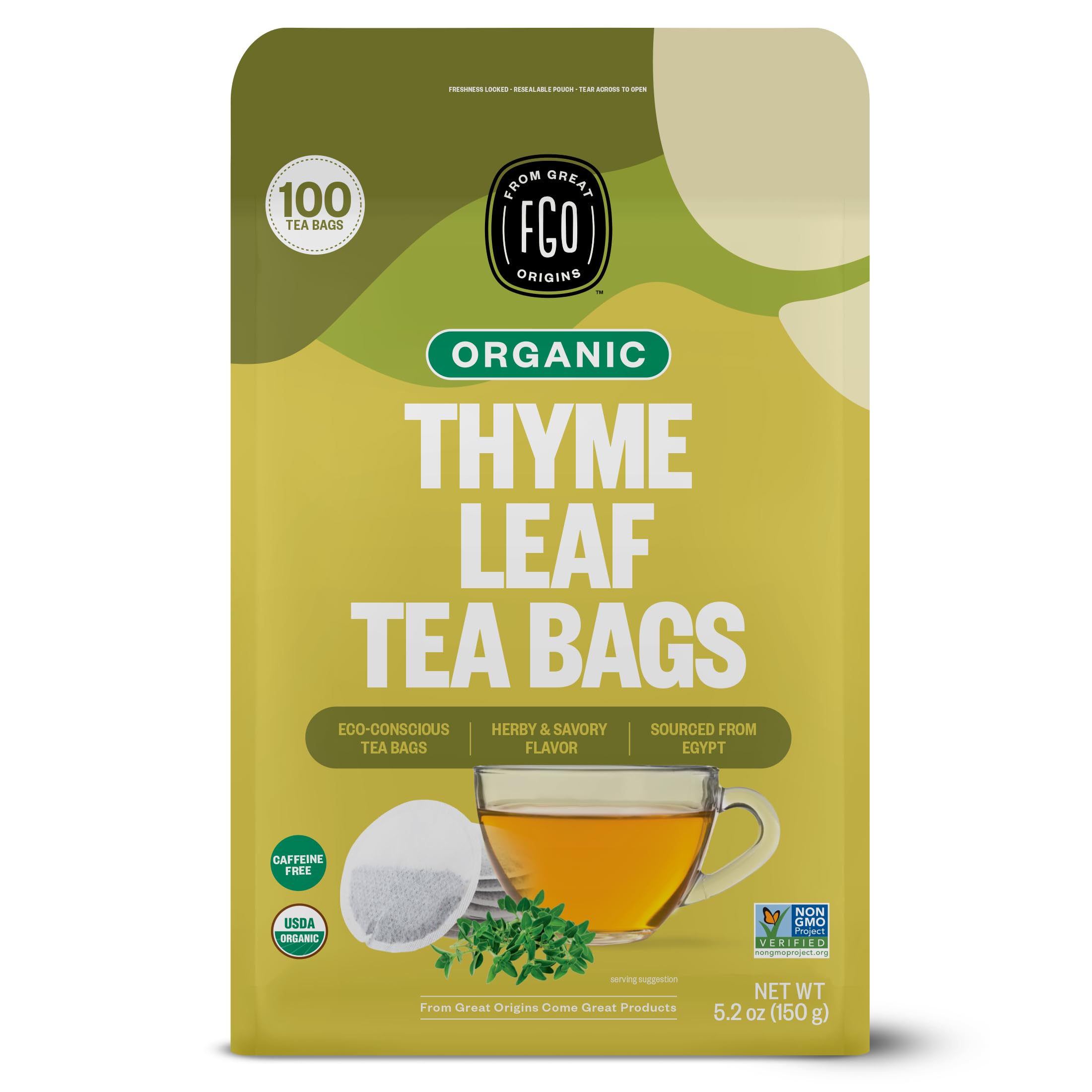 FGO Organic Hibiscus Tea, 100 Count, Eco-Conscious Tea Bags, Caffeine Free, Packaging May Vary (Pack of 1)