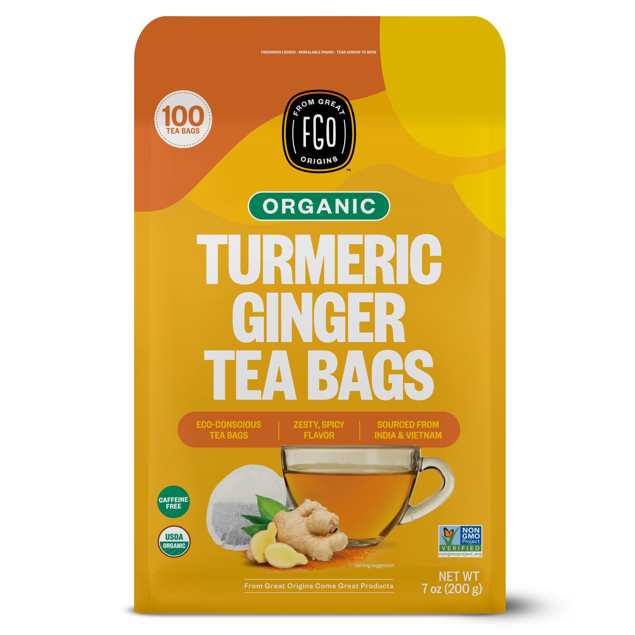 FGO Organic Hibiscus Tea, 100 Count, Eco-Conscious Tea Bags, Caffeine Free, Packaging May Vary (Pack of 1)