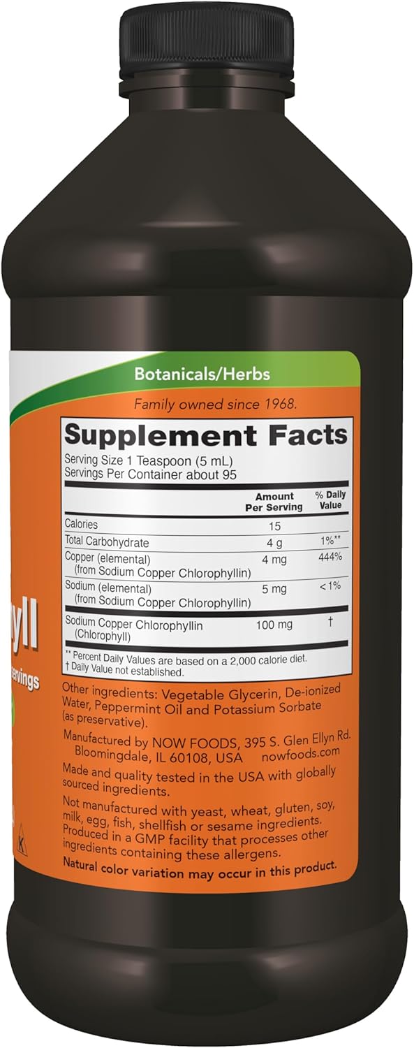 NOW Foods Supplements, Liquid Chlorophyll, Super Concentrated, Internal Deodorizer*,Boost Energy, Mint Flavor, 16-Ounce
