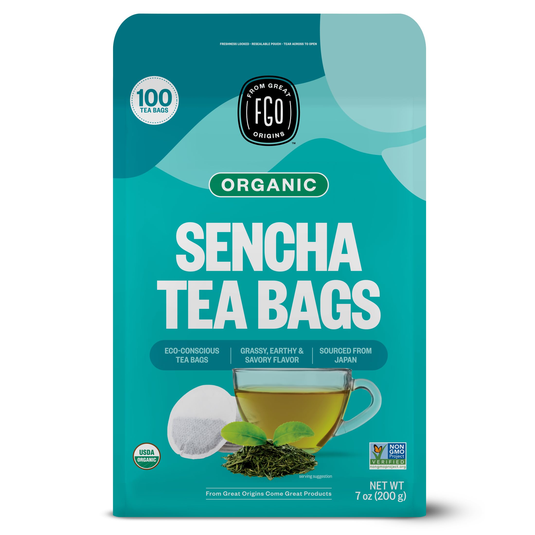 FGO Organic Chamomile Tea, 100 Count, Eco-Conscious Tea Bags, Resealable Bag, Packaging May Vary (Pack of 1)