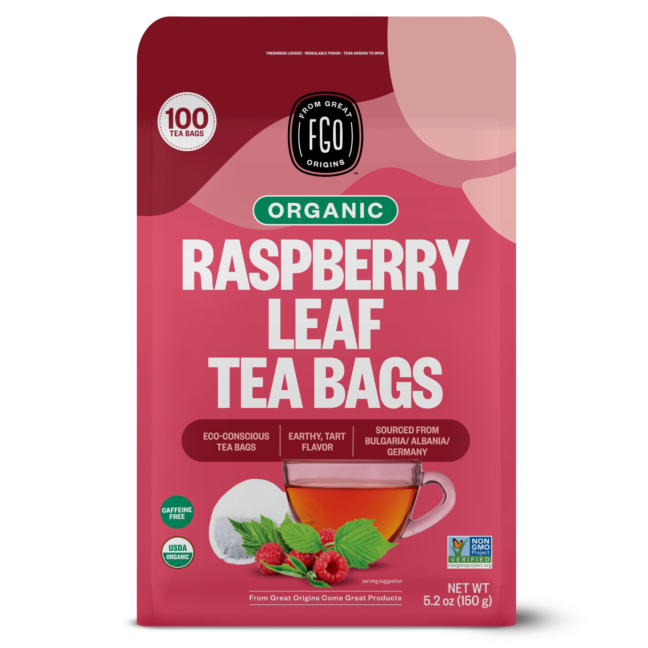 FGO Organic Chamomile Tea, 100 Count, Eco-Conscious Tea Bags, Resealable Bag, Packaging May Vary (Pack of 1)