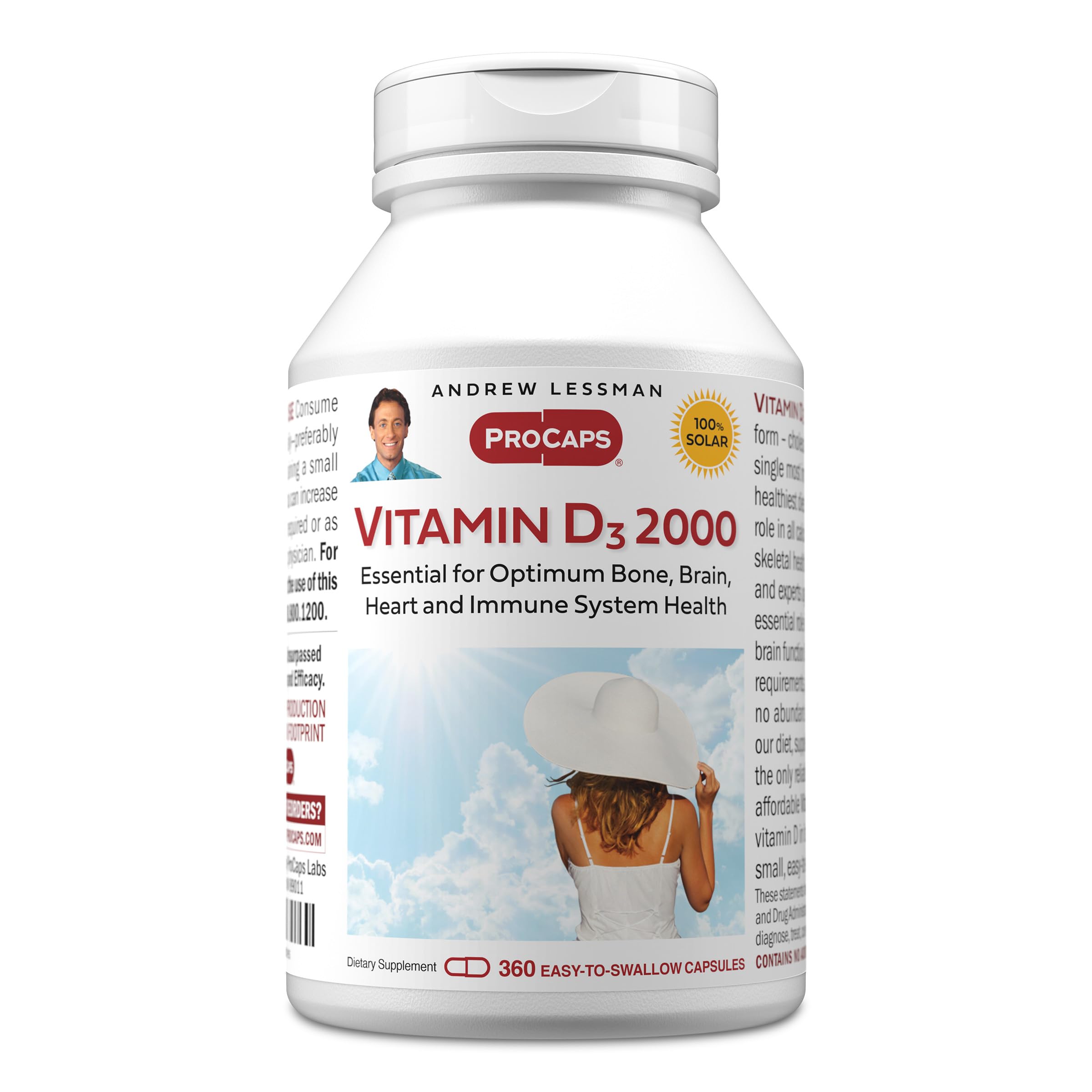 Andrew Lessman Vitamin D3 5000 IU 150 Capsules - High Potency, Essential for Calcium Absorption, Supports Bone Health, Brain Health, Immune System, More. Small Easy to Swallow Capsules