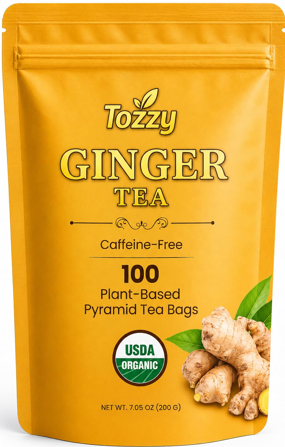 Tozzy Organic Turmeric,Ginger & Cinnamon Tea – 100 Count, Plant-Based Pyramid Tea Bags – Packaging May Vary