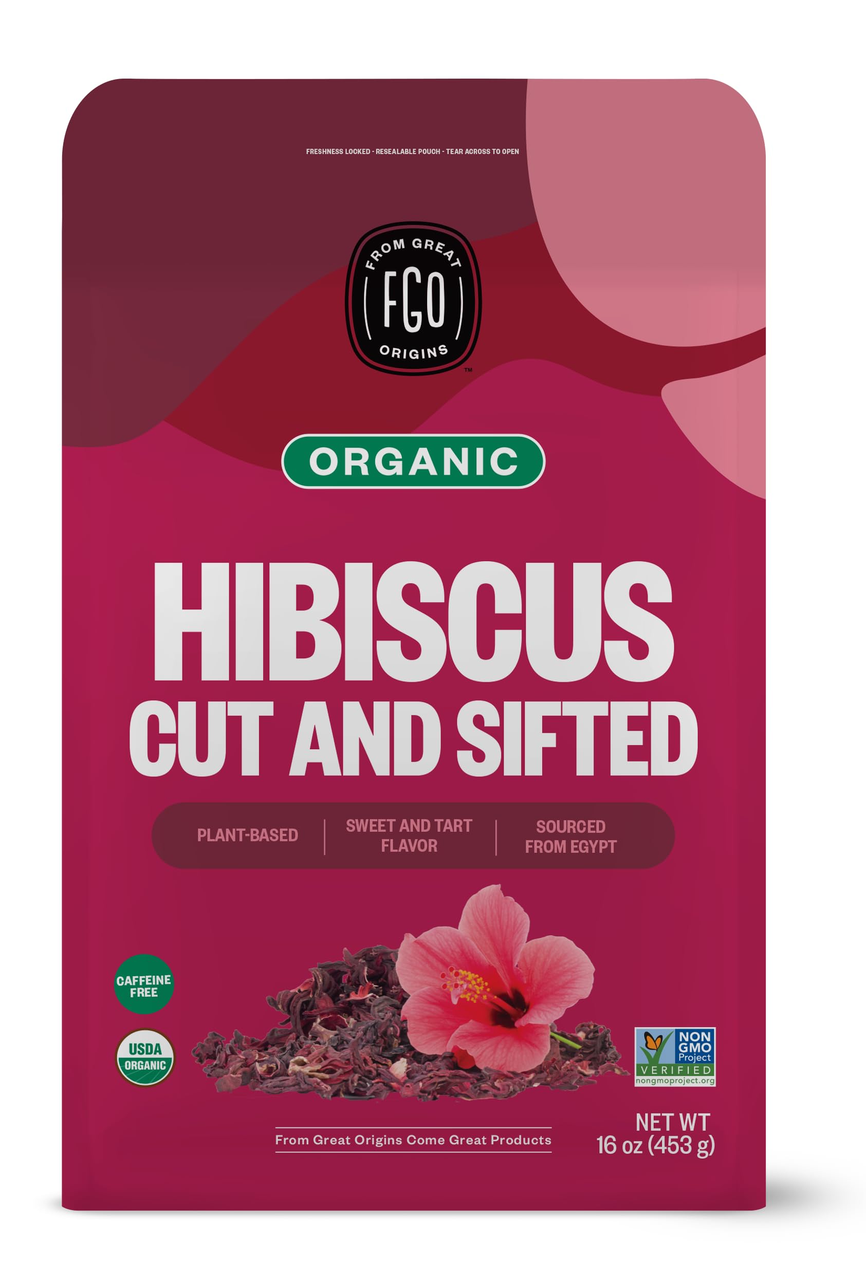 FGO Organic Hibiscus Tea, 100 Count, Eco-Conscious Tea Bags, Caffeine Free, Packaging May Vary (Pack of 1)