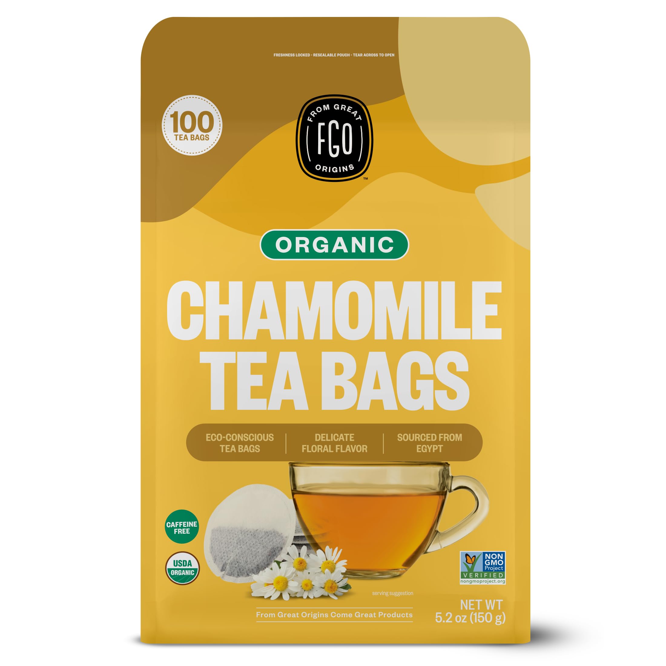 FGO Organic Hibiscus Tea, 100 Count, Eco-Conscious Tea Bags, Caffeine Free, Packaging May Vary (Pack of 1)