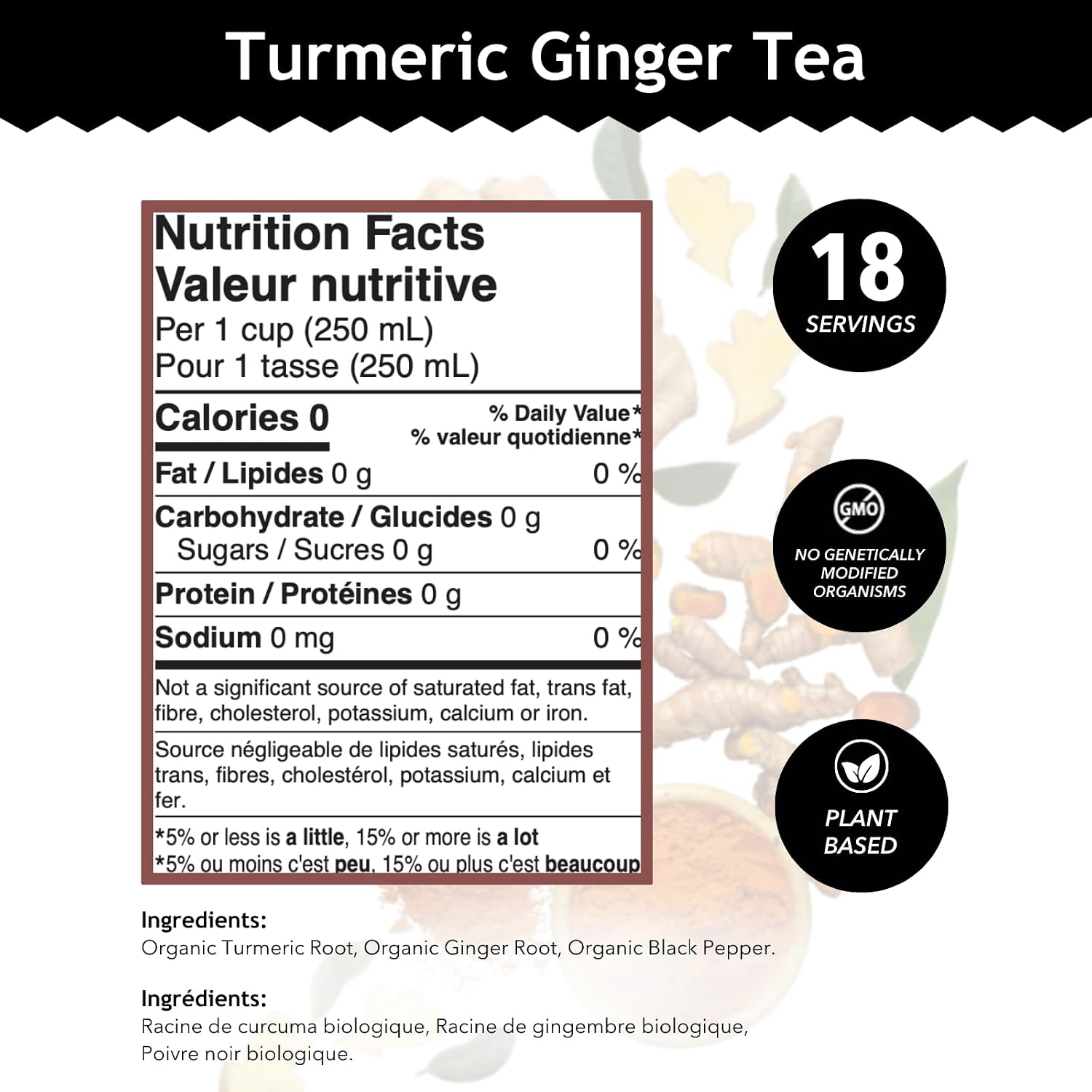 Buddha Teas - Organic Turmeric Ginger Tea - Herbal Tea - Earthy, Mildly Spicy Taste & Sweet Undertones - Enjoy Hot or Cold - Caffeine Free - 100% Kosher & Non-GMO - 18 Tea Bags (Pack of 1)